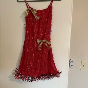 Eyeshadow Red and Gold Sequin Slip Dress Cocktail